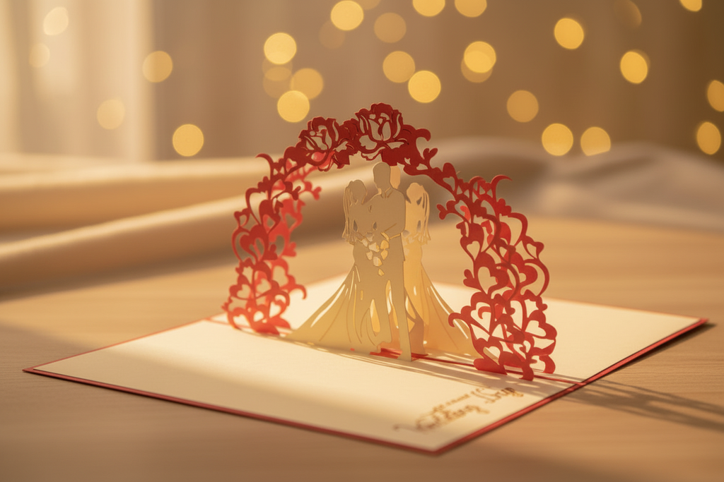Carte sculptée Le mariage fait main