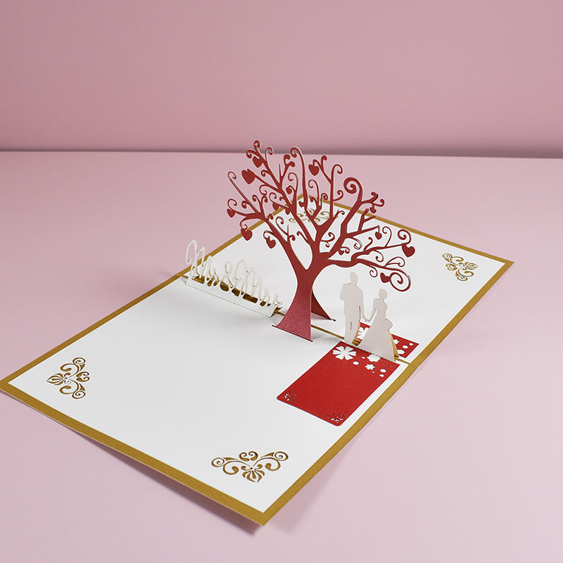 Carte 3D d’Amour “Love Stereo” – Carte Sculptée en Papier pour Saint-Valentin, Tanabata et Mariages
