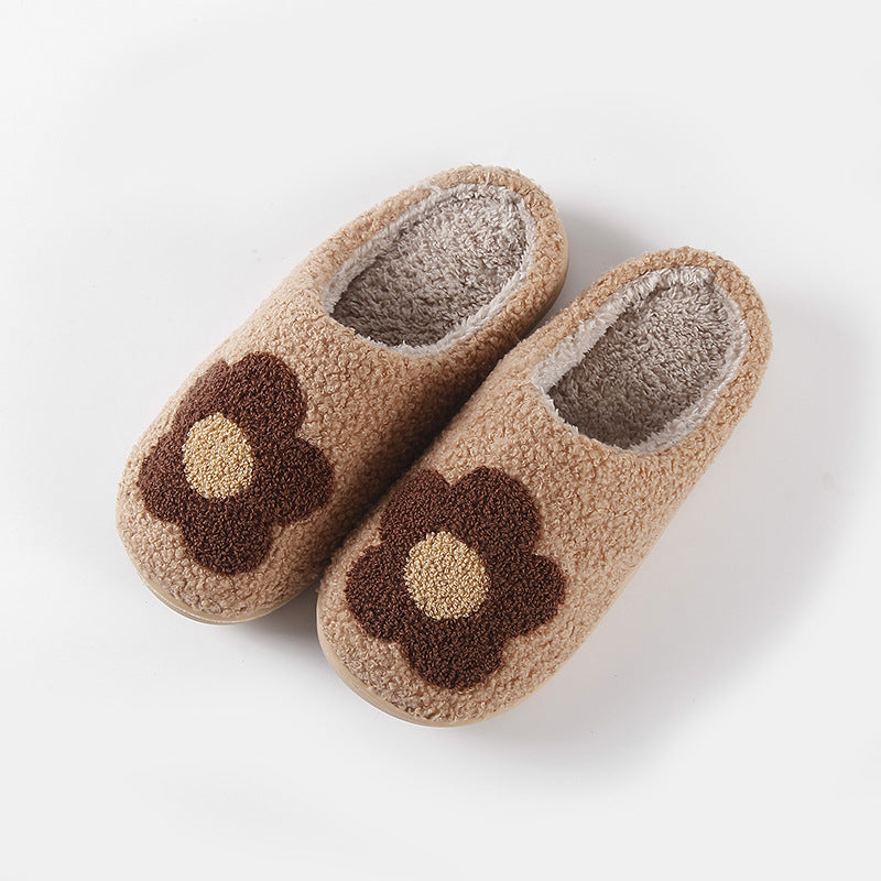 Chaussons d’Hiver Cocooning “Flower-Eye” – Chauds, Antidérapants & Ultra Doux pour la Maison