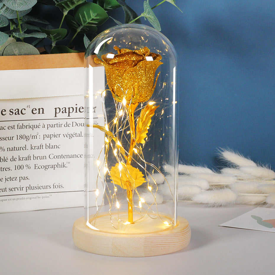 Rose Éternelle LED sous Cloche – Cadeau Romantique pour Saint-Valentin, Mariage & Fête des Mères