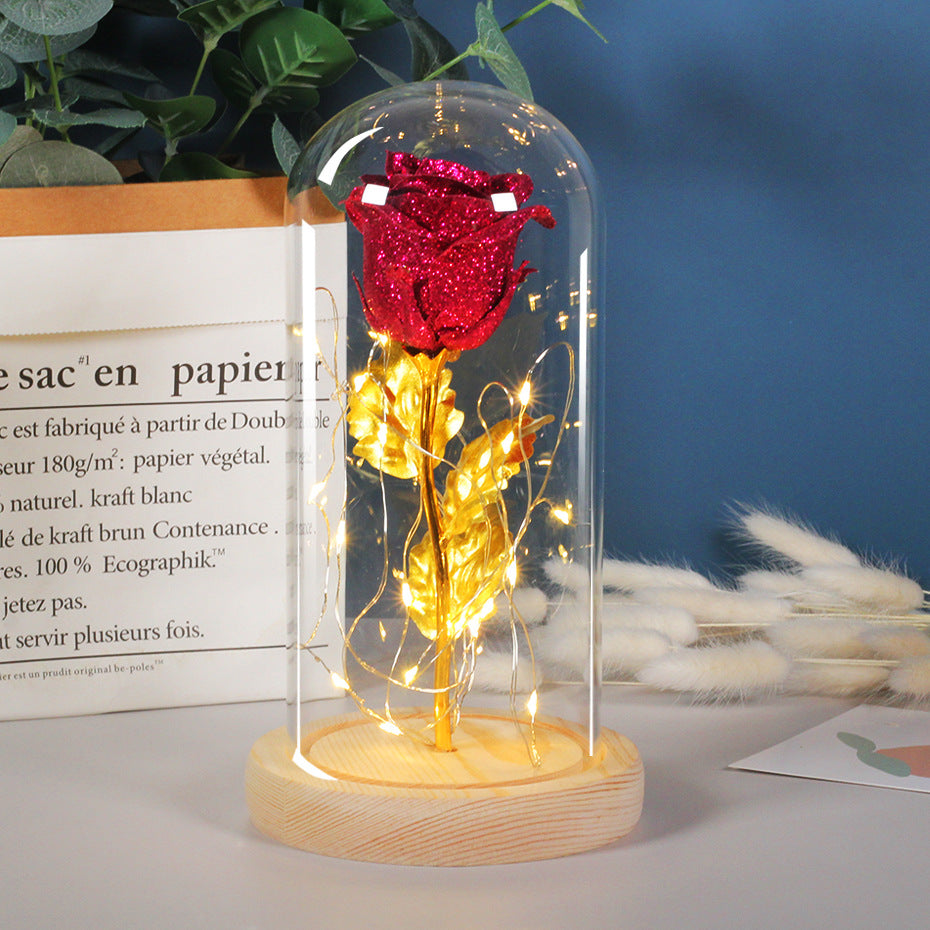 Rose Éternelle LED sous Cloche – Cadeau Romantique pour Saint-Valentin, Mariage & Fête des Mères
