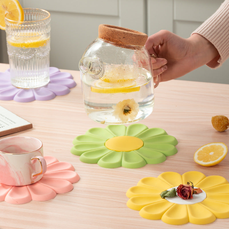 Dessous de Plat [Silicone Alimentaire] - Isolation Thermique - Motif Fleur