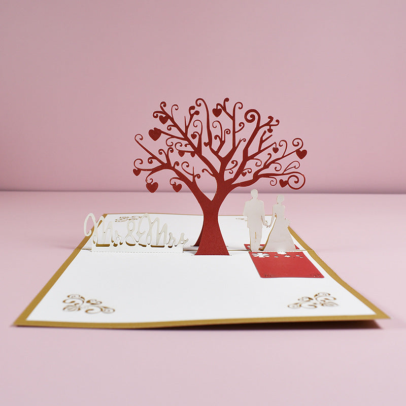 Carte 3D d’Amour “Love Stereo” – Carte Sculptée en Papier pour Saint-Valentin, Tanabata et Mariages