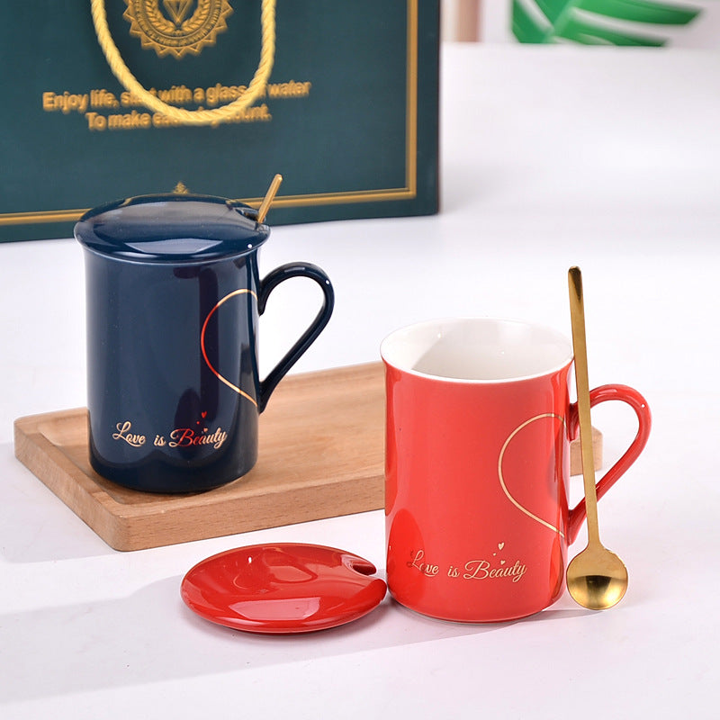 Coffret Tasses Couple en Céramique – Cadeau Romantique pour Mariage, Anniversaire & Amoureux