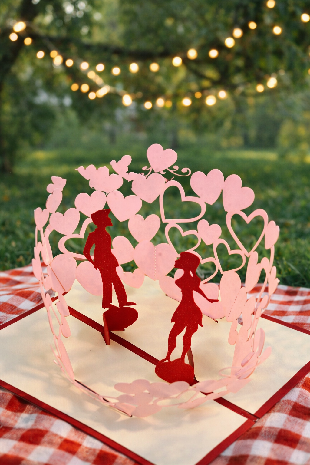 Carte papier sculptée pour amoureux