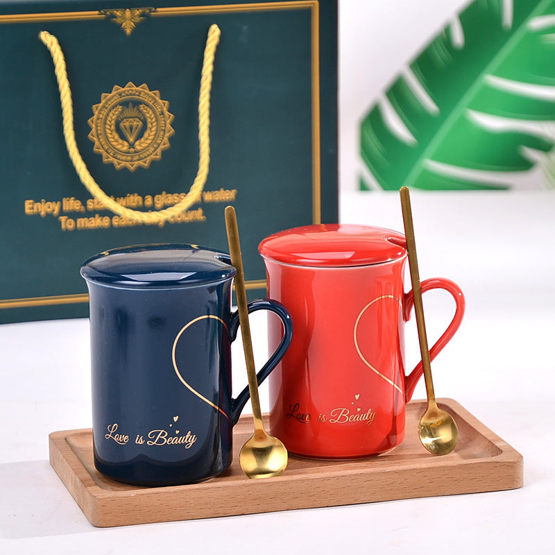 Coffret Tasses Couple en Céramique – Cadeau Romantique pour Mariage, Anniversaire & Amoureux