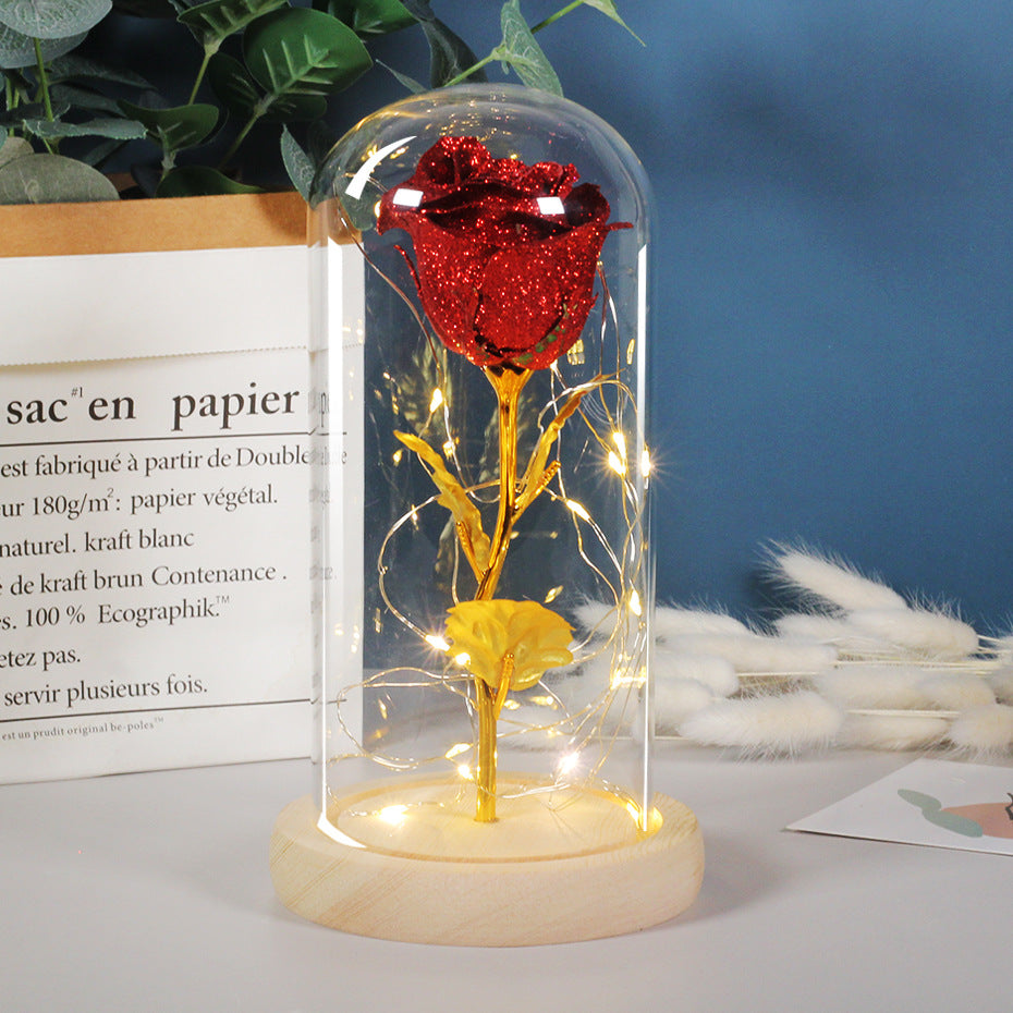 Rose Éternelle LED sous Cloche – Cadeau Romantique pour Saint-Valentin, Mariage & Fête des Mères