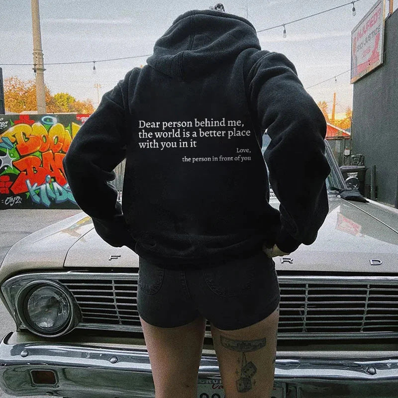 Hoodie Unisexe “Dear Person Behind Me” – Sweat à Capuche Confortable et Trendy avec Poche Kangourou