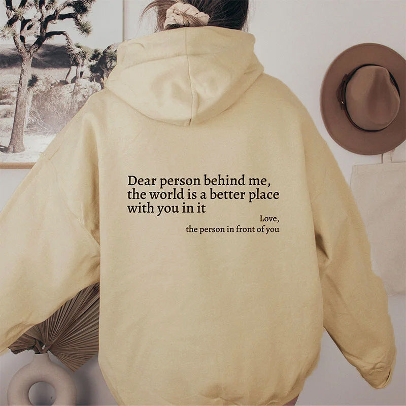 Hoodie Unisexe “Dear Person Behind Me” – Sweat à Capuche Confortable et Trendy avec Poche Kangourou