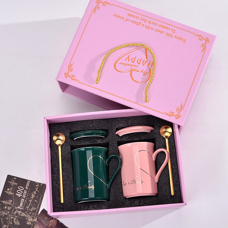 Coffret Tasses Couple en Céramique – Cadeau Romantique pour Mariage, Anniversaire & Amoureux