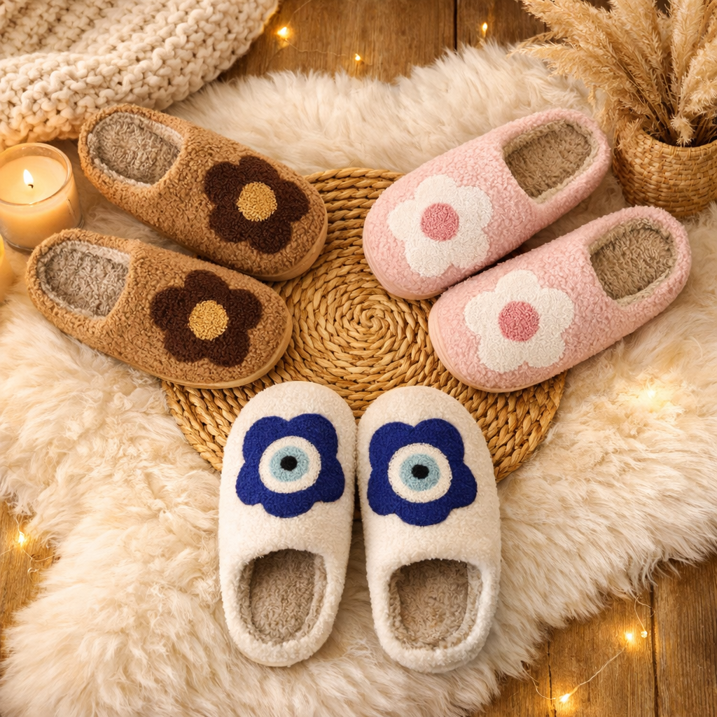 Chaussons d’Hiver Cocooning “Flower-Eye”
