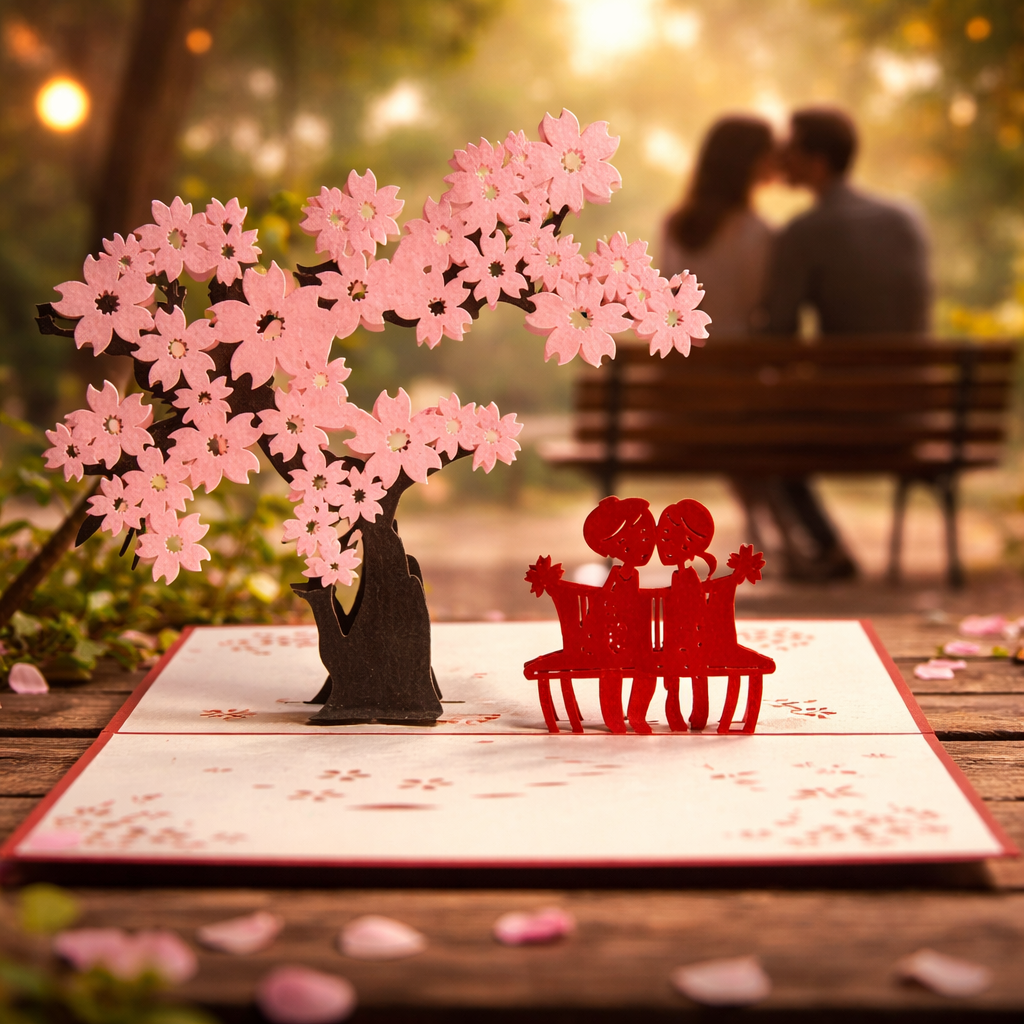 Carte sculptée Le parc - un amour de printemps