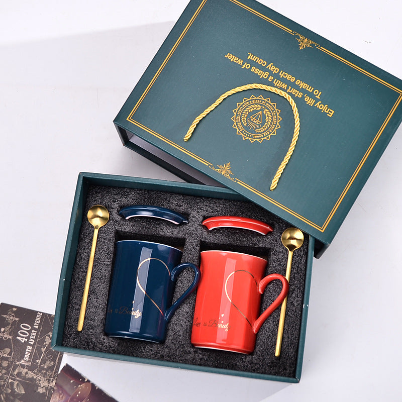 Coffret Tasses Couple en Céramique – Cadeau Romantique pour Mariage, Anniversaire & Amoureux
