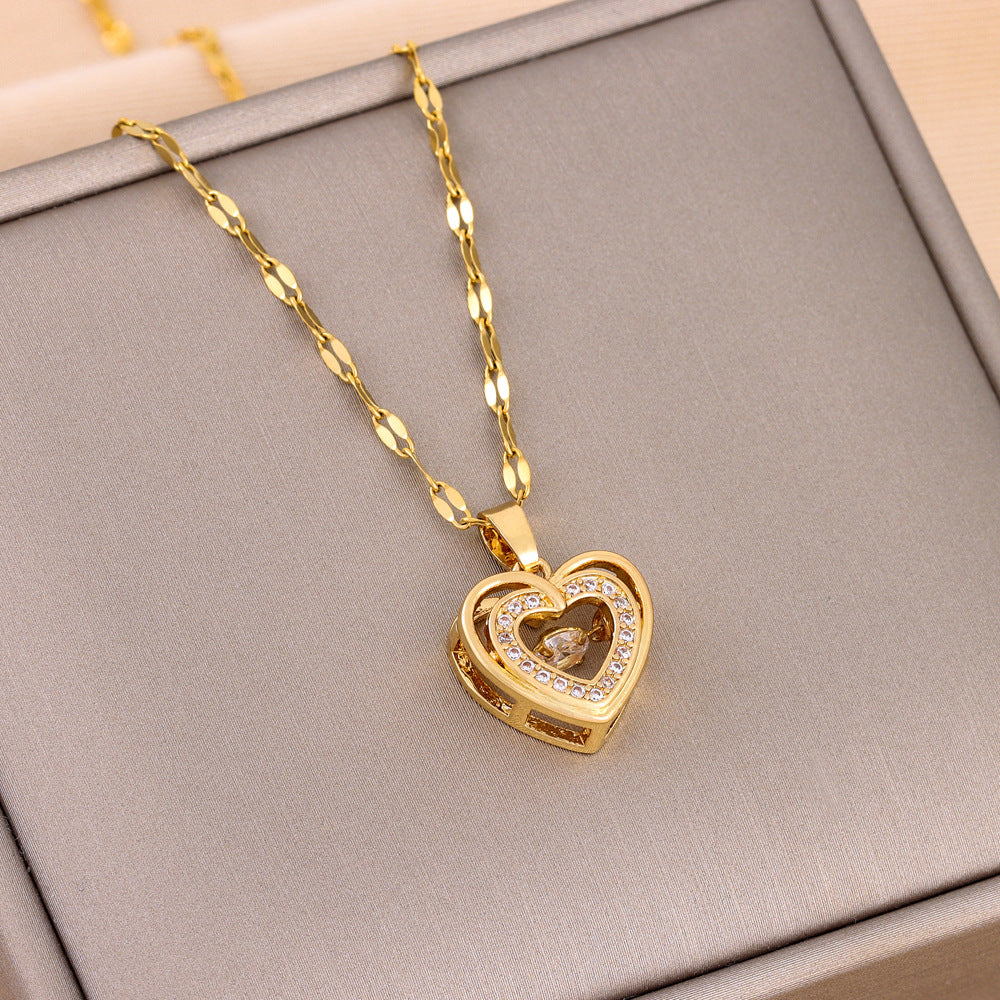 Pendentif Double Cœur Brillant