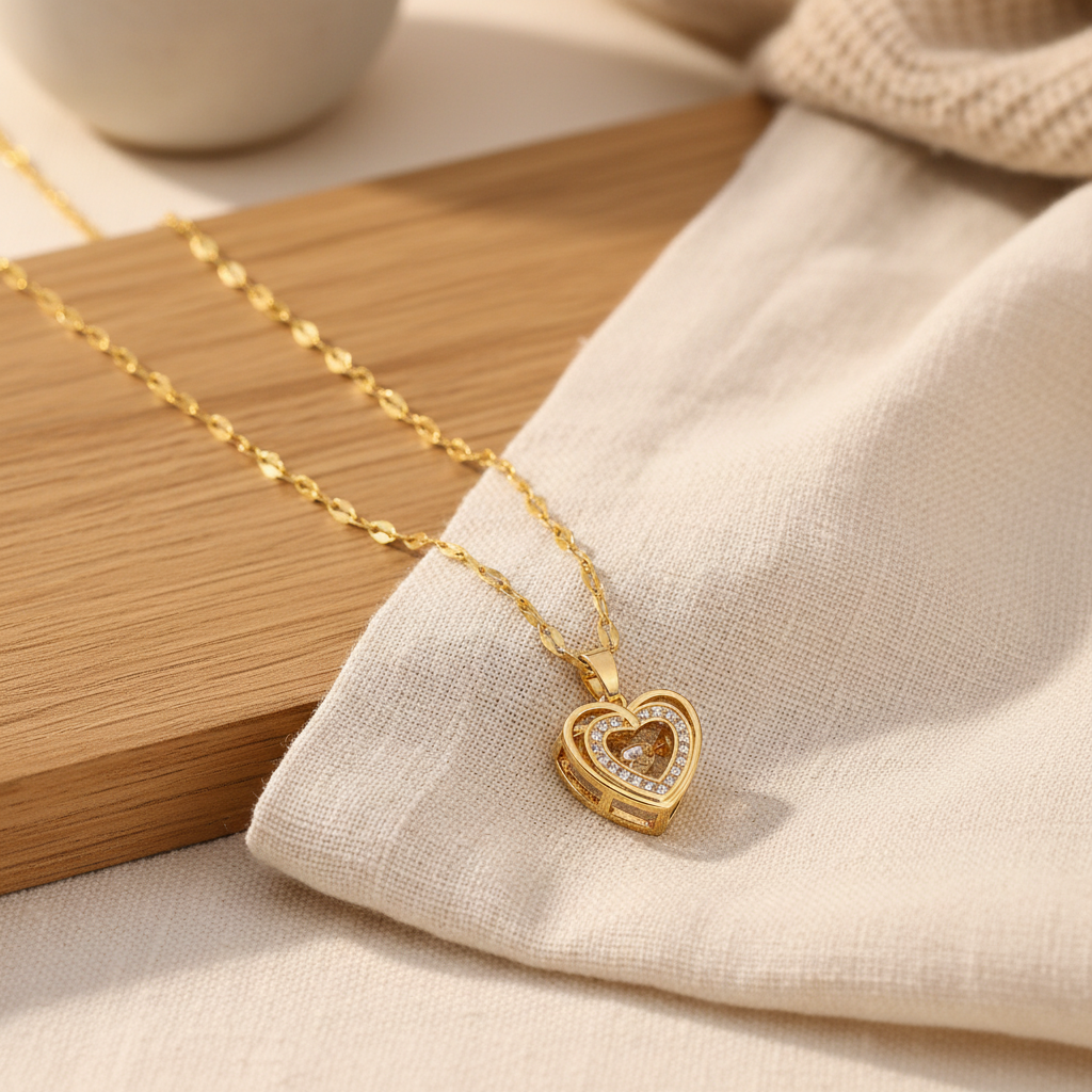 Pendentif Double Cœur Brillant