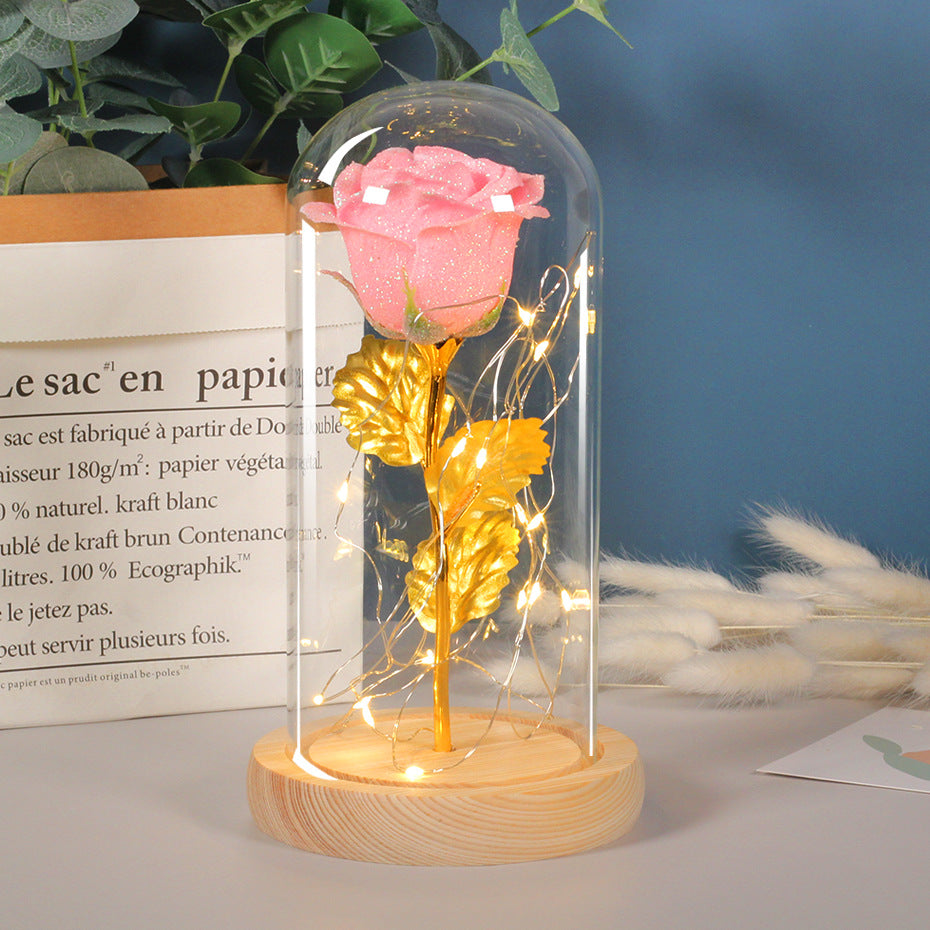 Rose Éternelle LED sous Cloche – Cadeau Romantique pour Saint-Valentin, Mariage & Fête des Mères