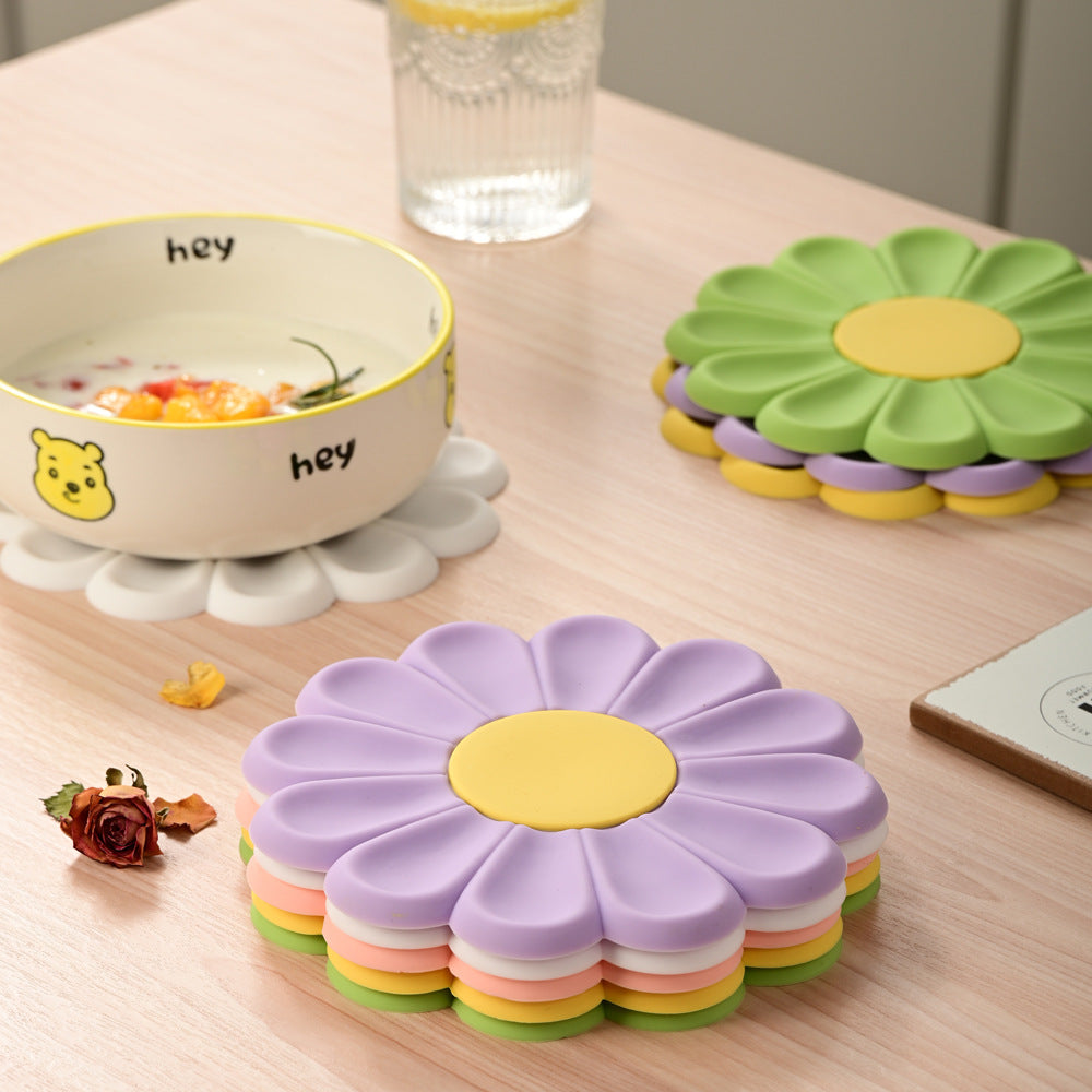 Dessous de Plat [Silicone Alimentaire] - Isolation Thermique - Motif Fleur