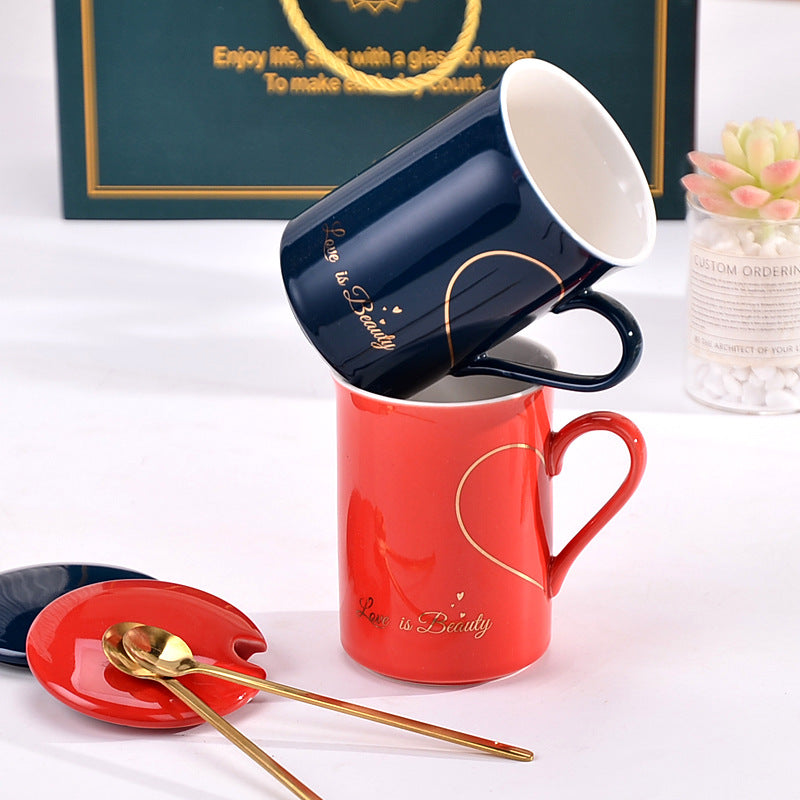 Coffret Tasses Couple en Céramique – Cadeau Romantique pour Mariage, Anniversaire & Amoureux