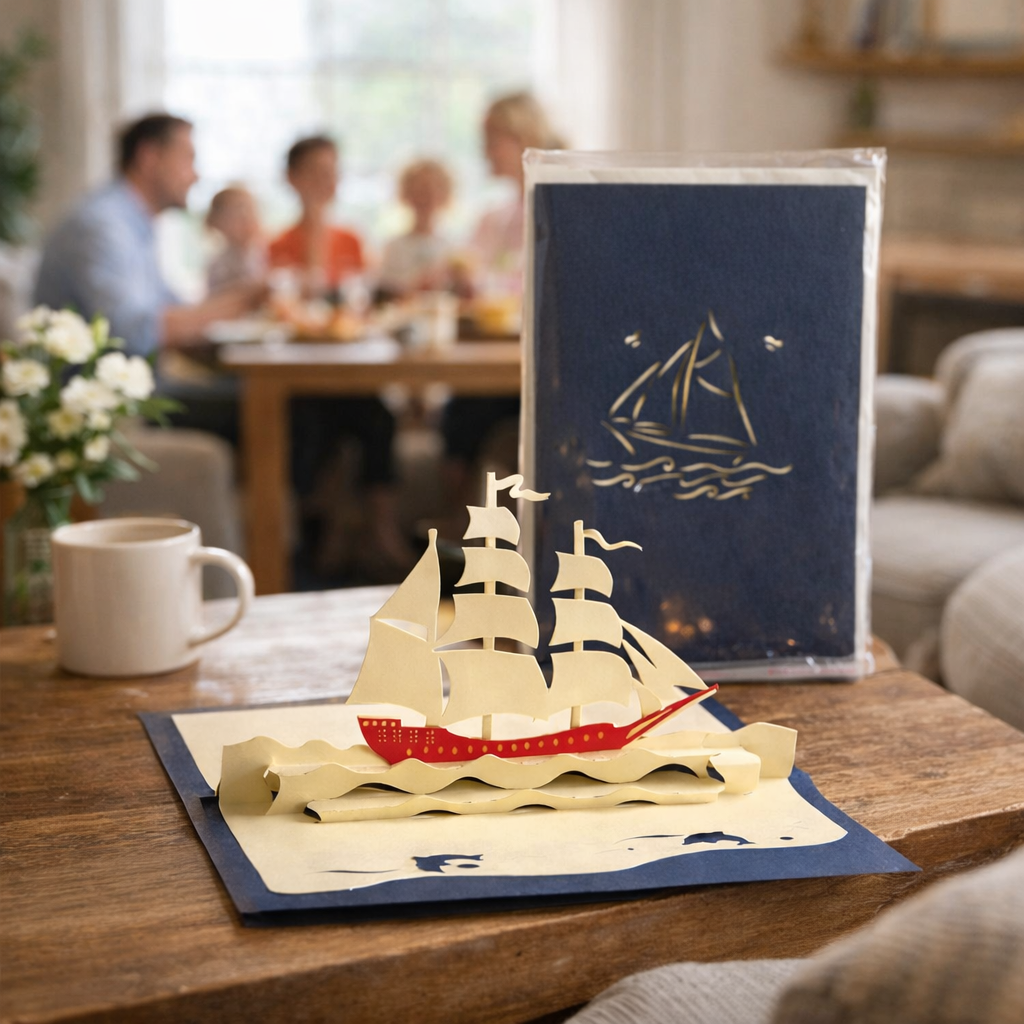 Carte sculptée Le bateau (fait main) - pour les plus petits des grands