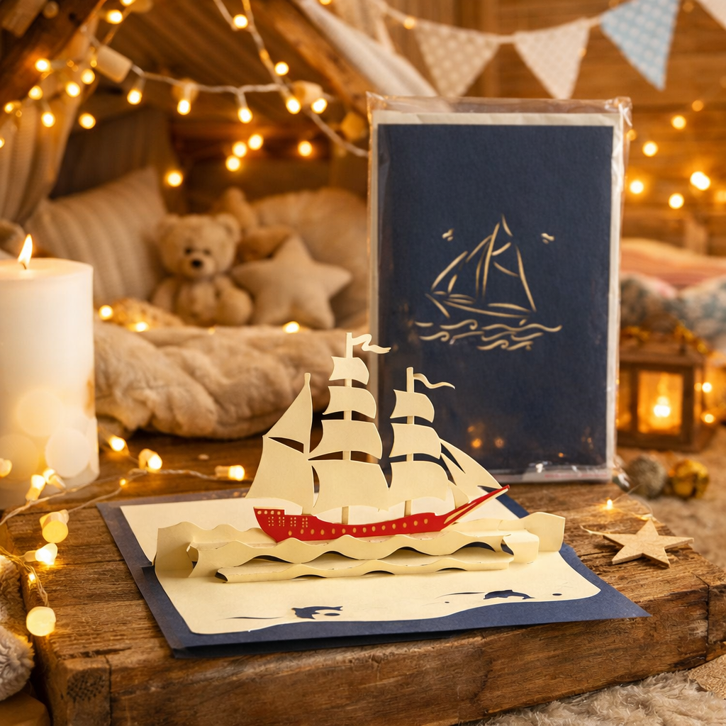 Carte sculptée Le bateau (fait main) - pour les plus petits des grands